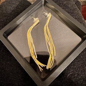 Elegant Gold Tone Tassel Earrings